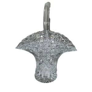 $25 sale Vintage LE SMITH GLASS Crystal Innovation Clear Star Button Vase Basket